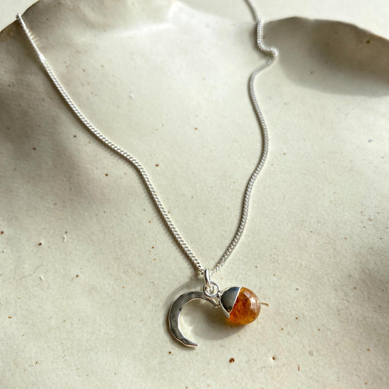 Citrine & Moon Necklace | Success (Silver)