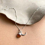 Citrine Tumbled & Moon Necklace | Success (Silver)