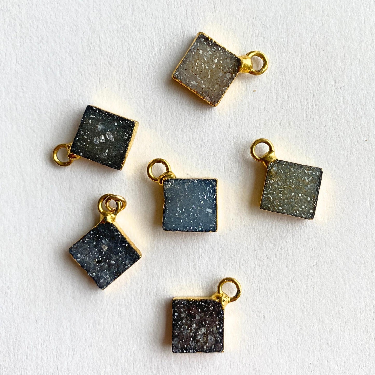 Imperfect Drusy Square Pendant | Gold Plated