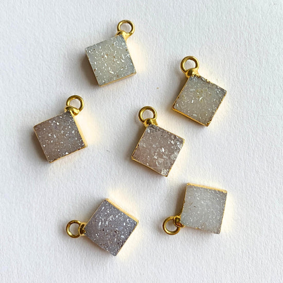 Imperfect Drusy Square Pendant | Gold Plated