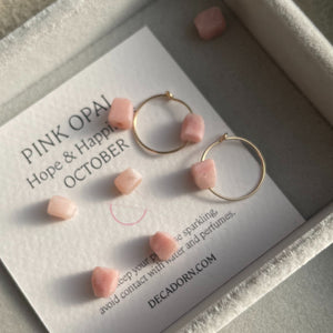 Raw Cut Floating Hoop Earrings - 8 Stones to Choose From - (Gold Fill)