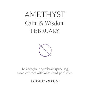 February Birthstone, Amethyst Hoop Earrings, Raw Threaded, Gold | Decadorn