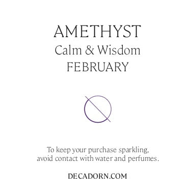 February Birthstone, Amethyst Dropper Earrings, Raw Threaded, Gold | Decadorn