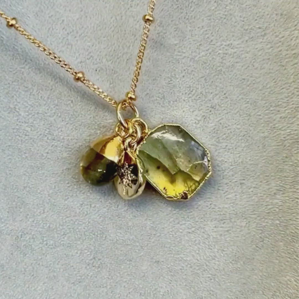 
            
                Load and play video in Gallery viewer, Labradorite Gem Slice Triple Necklace | Adventure (Gold Plated or Silver)
            
        