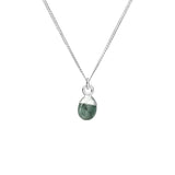 Tiny Tumbled Gemstone Necklace - Silver - MAY, Emerald - Decadorn