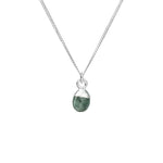 Tiny Tumbled Gemstone Necklace - Silver - MAY, Emerald - Decadorn