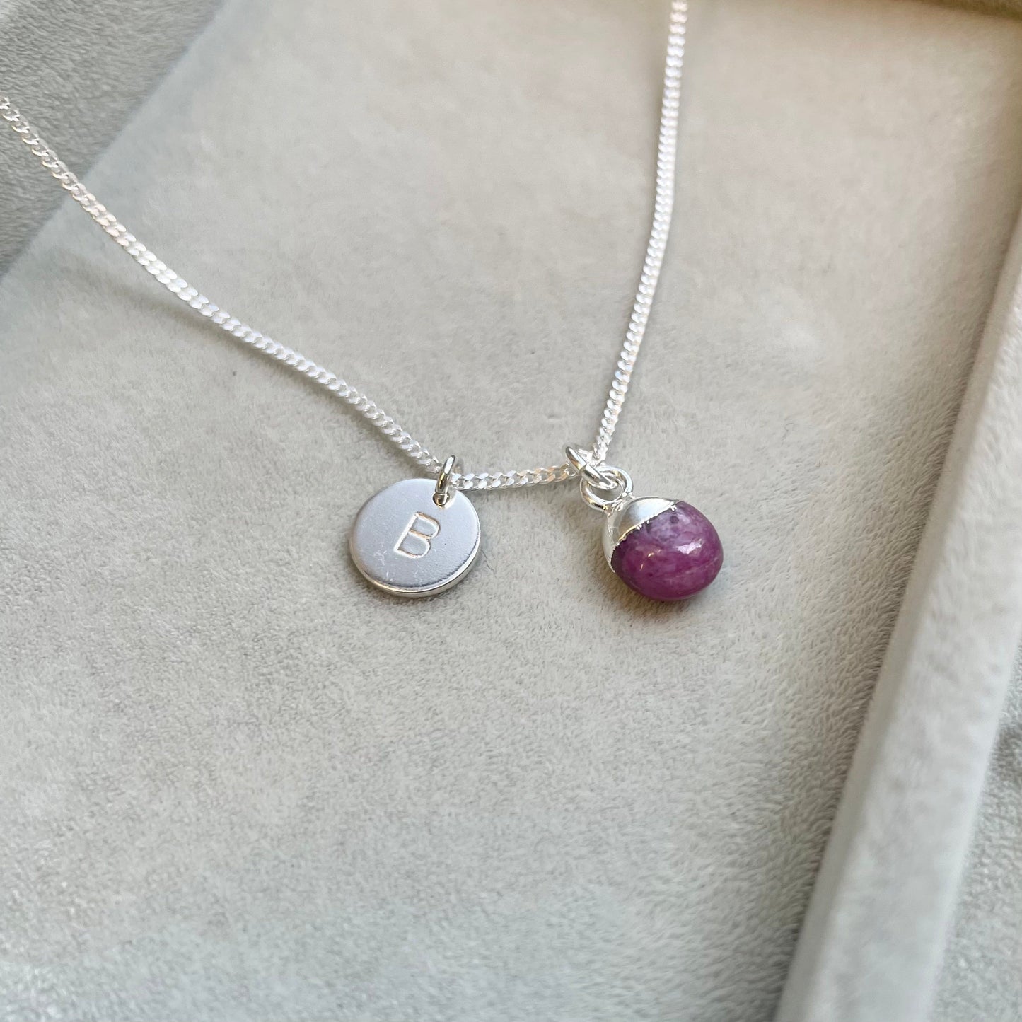 Ruby Tiny Tumbled Necklace | Energy (Silver)