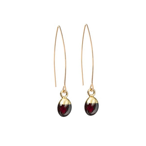 Tiny Tumbled Gemstone Dropper Earrings - JANUARY, Garnet - Decadorn