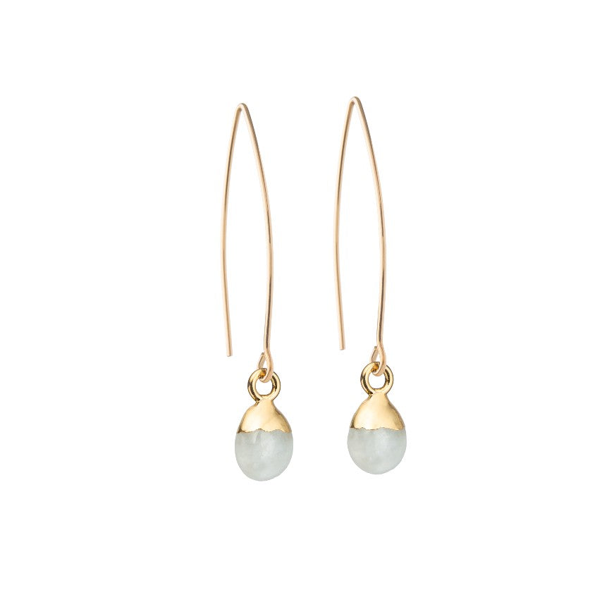 
            
                Load image into Gallery viewer, Moonstone Tiny Tumbled Dropper Earrings | Intuition (Gold)
            
        