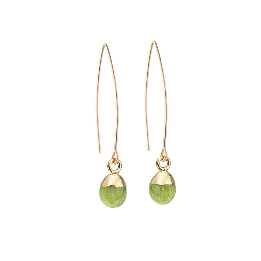 Peridot Tiny Tumbled Dropper Earrings | Wellbeing (Gold)