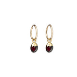 Garnet Tiny Tumbled Hoop Earrings | Protection (Gold Fill)