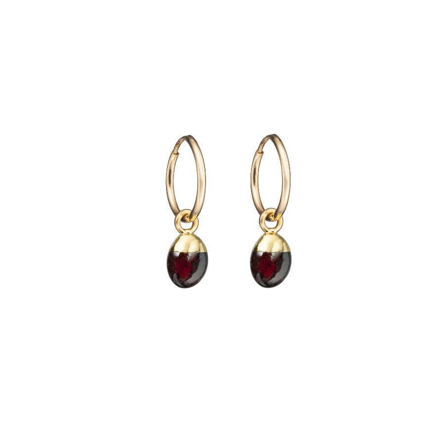 Garnet Tiny Tumbled Hoop Earrings Protection