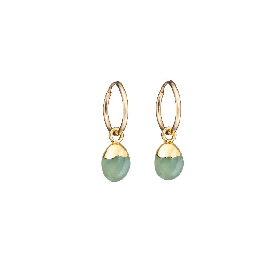 
            
                Load image into Gallery viewer, Tiny Tumbled Gemstone Hoop Earrings -  Aquamarine - Decadorn
            
        