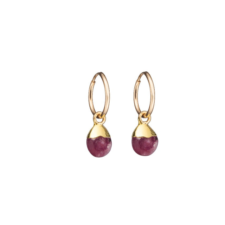 Ruby Tiny Tumbled Hoop Earrings | Energy (Gold)
