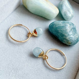 Aquamarine Tiny Tumbled Hoop Earrings | Serenity (Gold Fill)