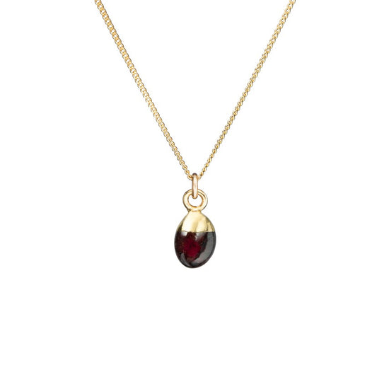 Tiny Tumbled Gemstone Necklace - JANUARY, Garnet - Decadorn