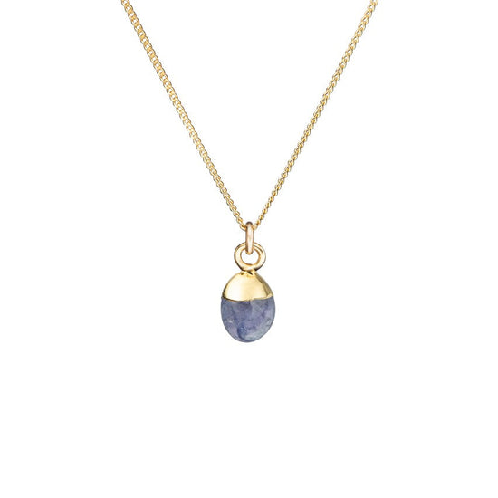 Tiny Tumbled Gemstone Necklace - Tanzanite - Decadorn