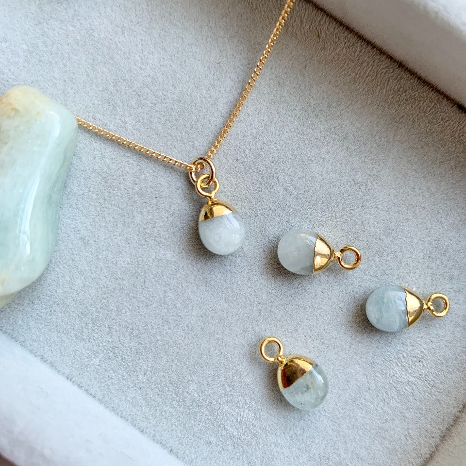 
            
                Load image into Gallery viewer, Tiny Tumbled Gemstone Necklace -  Aquamarine - Decadorn
            
        