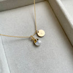June Birthstone | Moonstone Tiny Tumbled Necklace (Gold Plated)