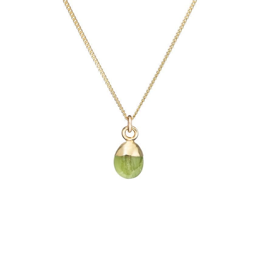Tiny Tumbled Gemstone Necklace - AUGUST, Peridot - Decadorn