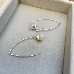 Moonstone Tiny Tumbled Dropper Earrings | Intuition (Silver)