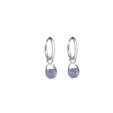 Tiny Tumbled Gemstone Hoop Earrings - Silver - DECEMBER, Tanzanite - Decadorn