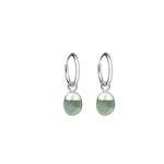 Tiny Tumbled Gemstone Hoop Earrings - Silver-  Aquamarine - Decadorn