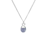 Tiny Tumbled Gemstone Necklace - Silver - DECEMBER, Tanzanite - Decadorn