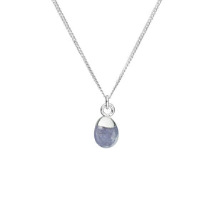 
            
                Load image into Gallery viewer, Tiny Tumbled Gemstone Necklace - Silver - DECEMBER, Tanzanite - Decadorn
            
        