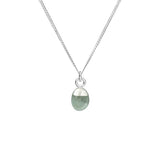 Tiny Tumbled Gemstone Necklace - Silver -  Aquamarine - Decadorn