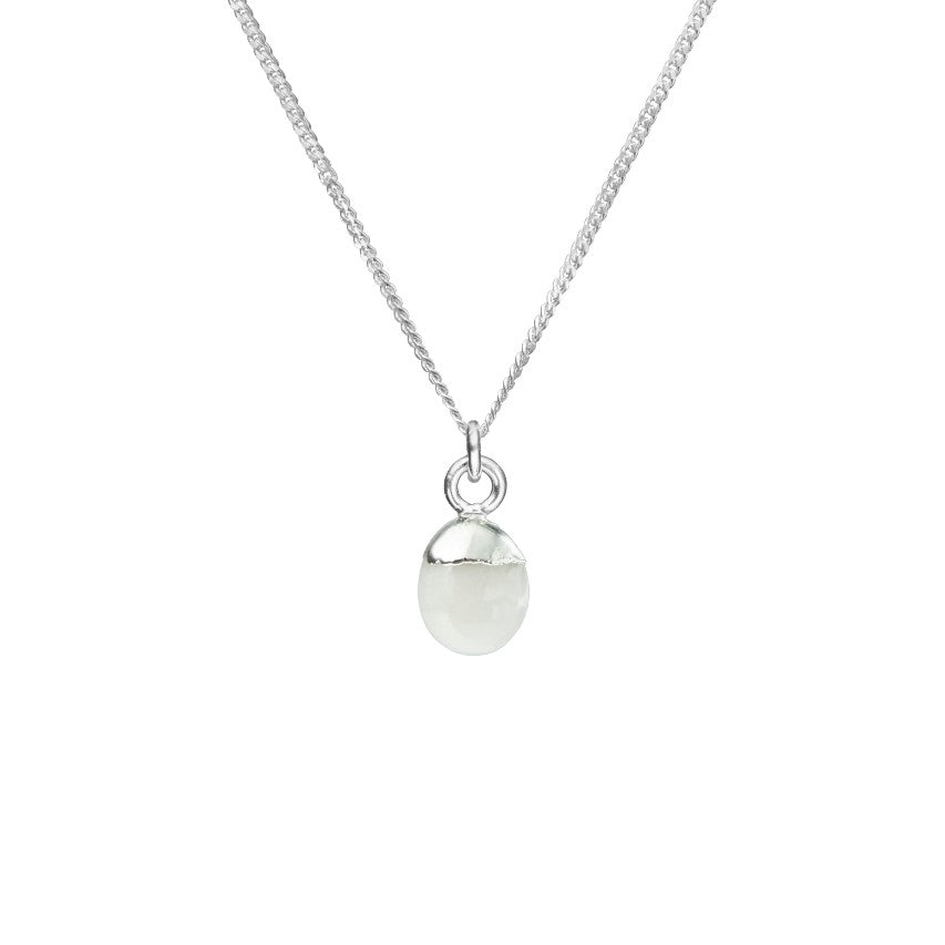 Tiny Tumbled Gemstone Necklace - Silver - JUNE, Moonstone - Decadorn