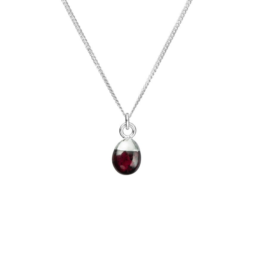 Tiny Tumbled Gemstone Necklace - Sterling Silver - JULY, Ruby - Decadorn