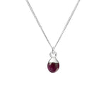 Tiny Tumbled Gemstone Necklace - Silver - JANUARY, Garnet - Decadorn