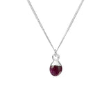 Tiny Tumbled Gemstone Necklace - Silver - JANUARY, Garnet - Decadorn