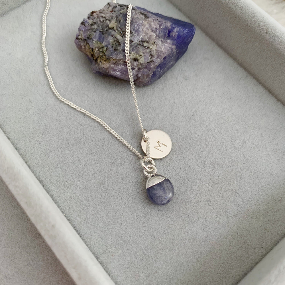 Tanzanite Tiny Tumbled Necklace (Silver)