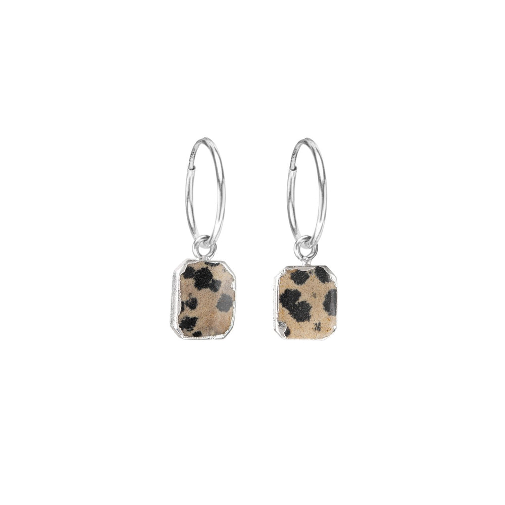 Dalmatian Gem Slice Hoop Earrings | Positivity (Silver)