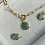 May Birthstone | Emerald Gem Slice Chunky Chain Necklace (Gold)