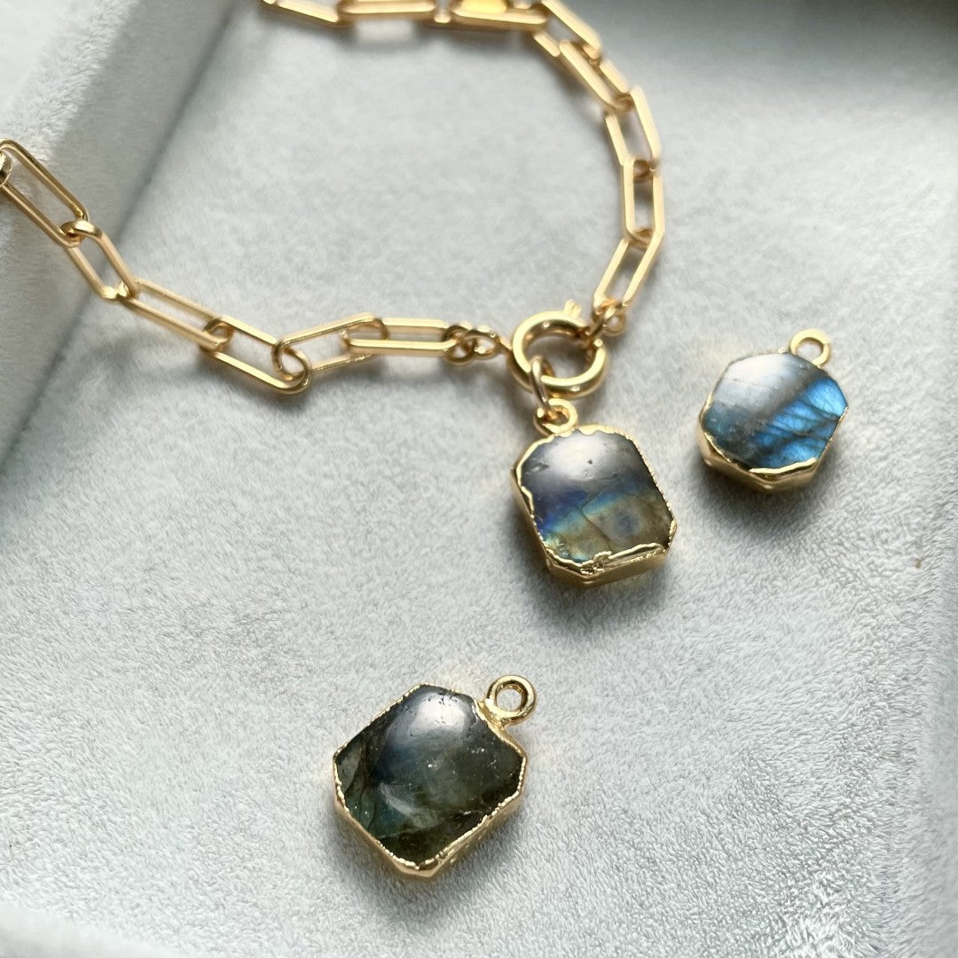 Labradorite Gem Slice Chunky Chain Necklace | Adventure (Gold Plated)