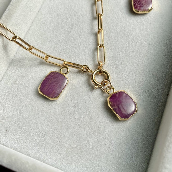 Ruby Gem Slice Chunky Chain Necklace | Energy (Gold)