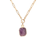 July Birthstone | Ruby Gem Slice Chunky Chain Necklace (Gold)