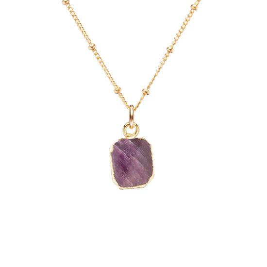 Ruby Gem Slice Necklace | Energy  (Gold Plated)
