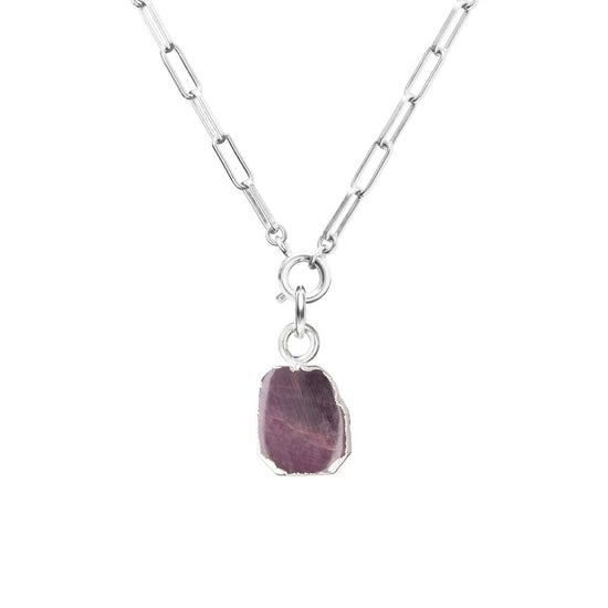 Ruby Gem Slice Chunky Chain Necklace | Energy (Silver)