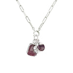 Ruby Gem Slice Triple Chunky Chain Necklace | Energy (Silver)