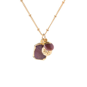 
            
                Load image into Gallery viewer, Ruby Gem Slice Triple Necklace | Energy (Gold)
            
        