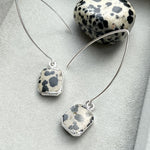 Dalmatian Gem Slice Dropper Earrings | Positivity (Silver)