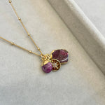 Ruby Gem Slice Triple Necklace | Energy (Gold Plated)