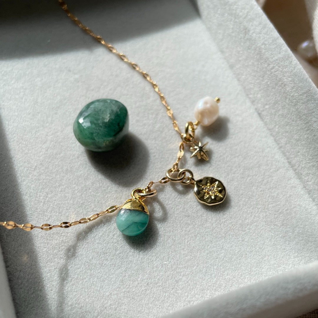 Create Your Own | Birthstone Charm Necklace - Tiny Tumbled (Gold Plated or Silver)