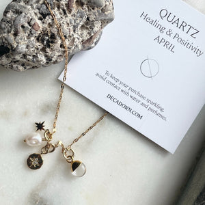 
            
                Load image into Gallery viewer, April Birthstone | Quartz Charm Necklace (Gold Plated)
            
        