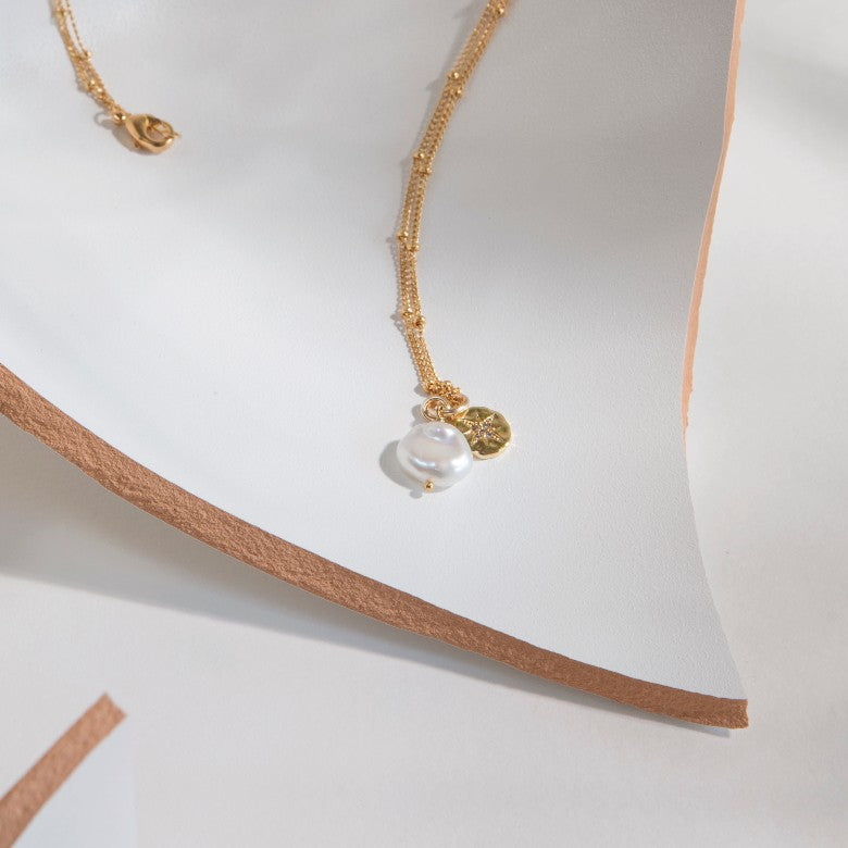 Pearl & Coin Necklace | Calm (Gold)
