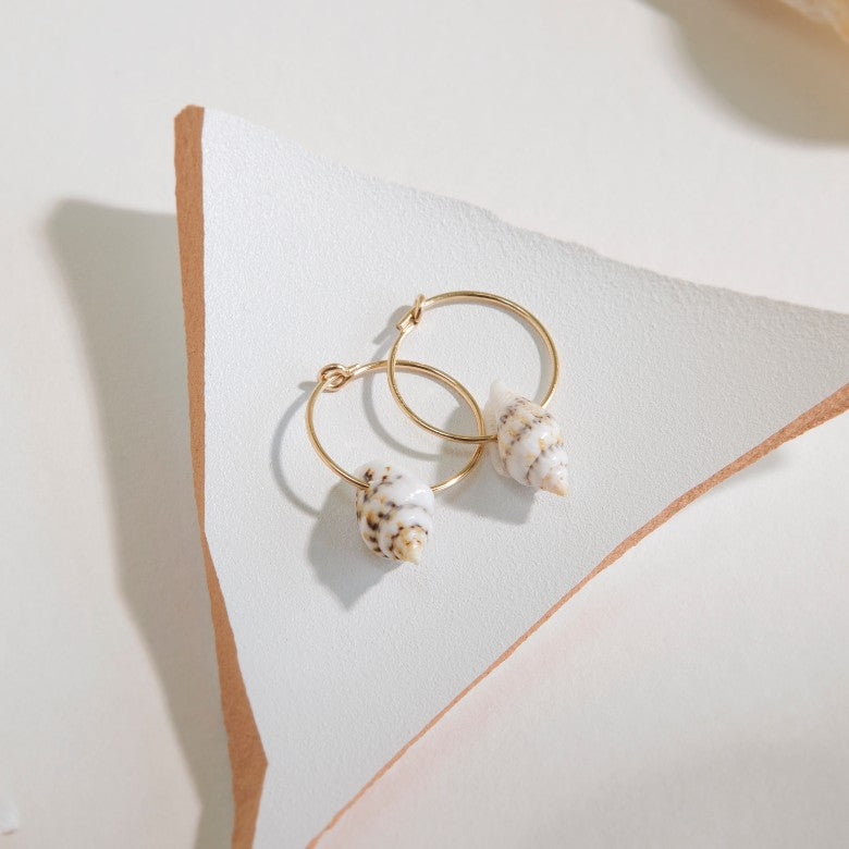 Shell Mini Hoop Earrings (Gold)